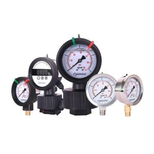 Chemical pump pressure gauges and digital pressure instruments used for pump and filter diagnostics