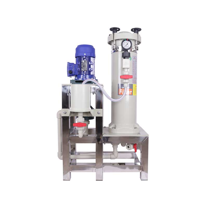 QHC chemical filter with pump and pressure gauge for PCB plating circulation