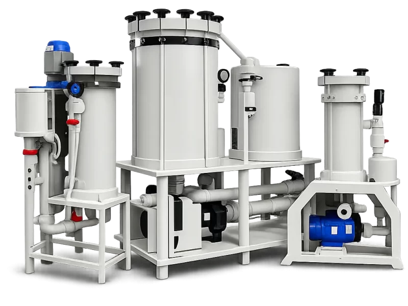 QEEHUA chemical filter systems for pump and filtration loops in wet process lines